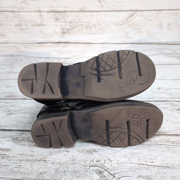 A.S.98 Black Leather Biker Moto Boots Zipper Women Size 39 - Picture 6 of 7